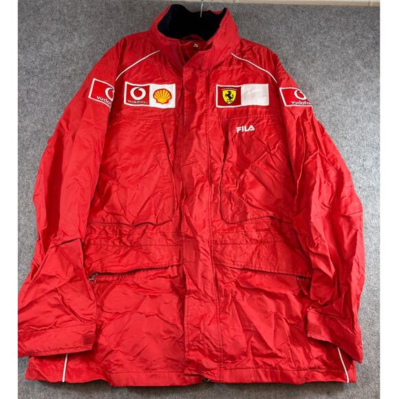 VINTAGE FILA Ferrari F1 Racing Jacket Mens XL Red Vodafone Shell 90s Full Zip